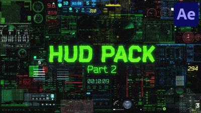 【AE模板】54种HUD未来科技感元素UI动画 HUD Pack 2