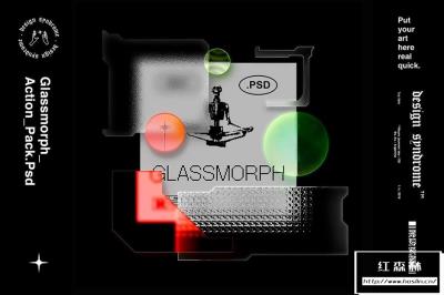 【PS动作】透明磨砂玻璃材质样式效果生成PS特效动作 GlassMorph Action Pack