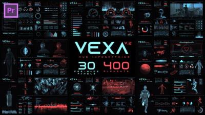 【PR模板】380个未来数字科技HUD图形元素动画包 Vexa HUD Infographics Essential Graphics