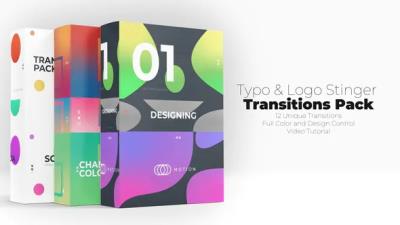 【FCPX转场插件】12组现代时尚图形标题LOGO转场过渡效果 Typo & Logo Stinger Transitions Pack