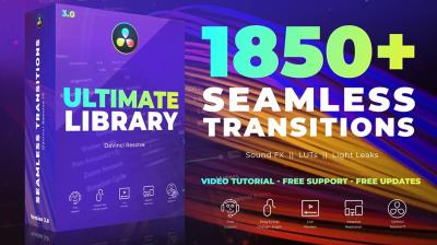 【达芬奇预设】1850个无缝转场耀斑漏光音效调色LUT素材包 Seamless Transitions for DaVinci Resolve