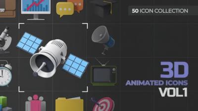 【视频素材】50个各类型实用三维生活图标动画 3D Animated Icons Vol1