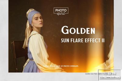 【图片素材】45张金色太阳耀斑光斑照片叠加合成素材+PS动作 Golden Sun Flare Overlay Effect 2