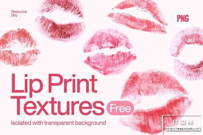 【PNG素材】100款甜蜜唇印吻痕叠加纹理PNG设计素材 100+ Lip Print Textures