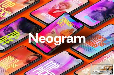 【PSD模板】潮流霓虹效果品牌推广新媒体海报设计PS模板 Studio 2am – Neogram：Neon Instagram Stories