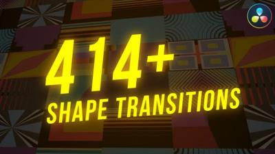 【达芬奇模板】414种扁平化彩色图形转场过渡动画预设 414+ Shape Transitions