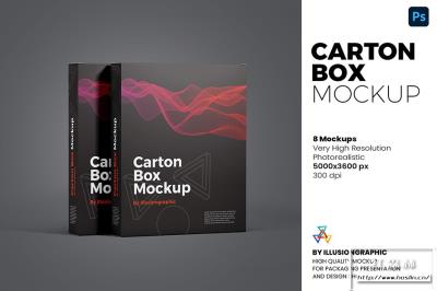 【PS样机】8视图产品设计交付效果概念图包装效果盒子样机 Carton Box Mockup – 8 Views