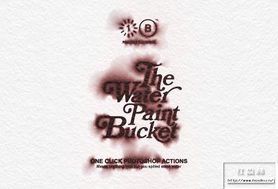 【PS动作】水渍水迹渗透污染动画LOGO文本图形处理特效PS动作 The Water Paint Bucket – One Click