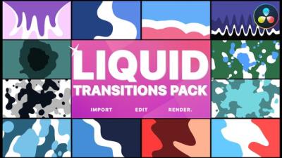 【达芬奇模板】12个平滑流体图形转场过渡预设 Liquid Motion Transitions