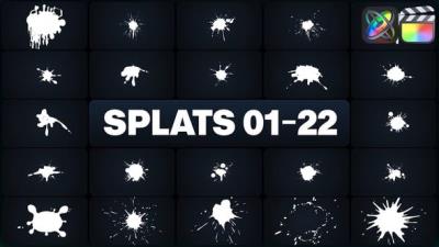 【FCPX插件】22种卡通液体飞溅图形动画元素 Splats Elements 01-22