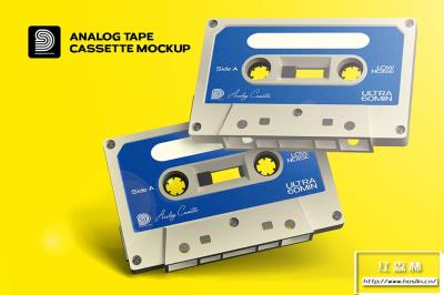 【PS样机】复古录音磁带封面包装设计模型PS展示样机 Analog Tape Cassette Mockup