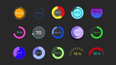 【FCPX插件】15个圆形数据百分比图形动画 Circle Chart Graphics