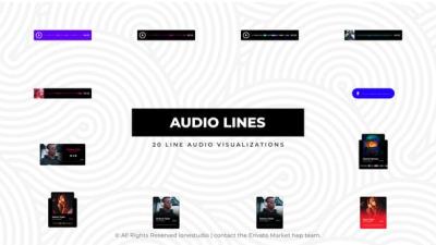 【AE模板】20组线形音乐播放器音频可视化波形动画 Line Audio Visualizations