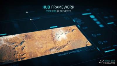 【AE模板】200个科技感网格地图UI图标按钮图表屏幕图形动画 HUD – Framework