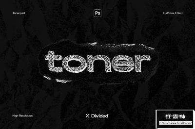 【PSD模板】粉笔字碳粉手写绘画效果Logo半色调失真文本样式PSD模板 Didided – Toner