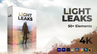 【4K视频素材】61个镜头漏光耀眼炫光闪烁叠加动画合成素材 AEJuice – Light Leaks