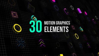 【视频素材】30个带透明通道彩色运动图形动画元素合成动画 30 Motion Graphics Elements