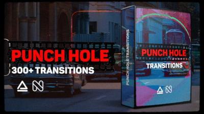 【AE脚本】300个复古电影胶片灼烧划痕污渍视频无缝转场预设 Punch Hole Transitions Library