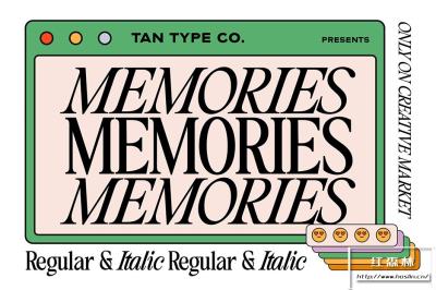 【字体】80年代经典复古优雅杂志海报标题Logo设计衬线英文字体 Tan – Memories