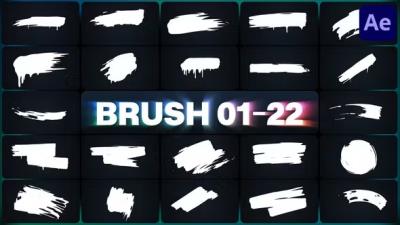 【AE模板】24种手绘笔刷涂鸦水墨飞溅元素动画 Brush Elements 01-22