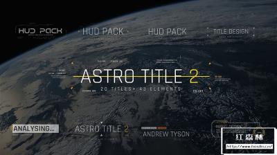 【AE脚本】63组未来科技HUD数字故障文字标题动态元素包 Astro Title 2