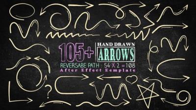 【AE模板】105个手绘线条箭头图形动画 105 Hand Drawn Arrow Pack