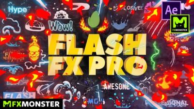 【AE脚本】391个二维卡通动漫火焰能量LOGO标题转场MG动画元素包 Flash FX Pro – Animation Constructor