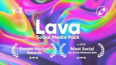 【AE脚本】600组抽象流体海报标题排版背景动画 Lava Social Media Pack V3