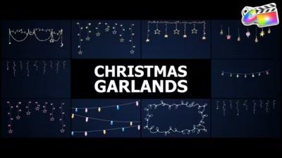 【FCPX插件】8个创意卡通圣诞节装饰花灯动画 Christmas Garlands