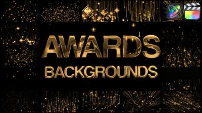 【FCPX插件】16组金色华丽粒子特效闪耀动画 Awards Backgrounds