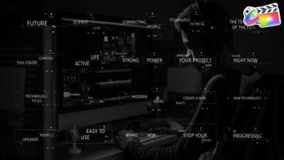 【FCPX插件】20种数字技术点线连接电路图形文字标题动画 Technology Titles