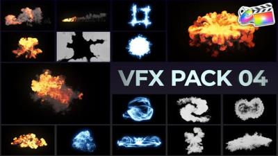 【FCPX插件】30组二维卡通爆炸火焰烟雾粒子视觉特效元素包 VFX Elements Pack