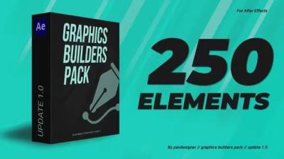 【AE模板】250种现代时尚流行图形文字标题排版动画 Graphics builders Pack