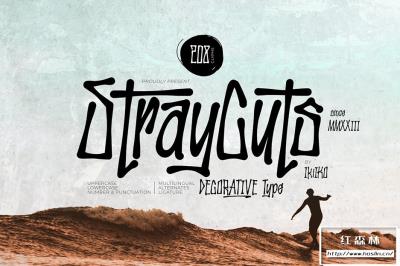 【字体】时尚艺术手写苍劲折线切割设计英文装饰字体 Stray Cuts – Decorative Type