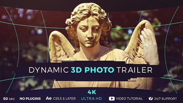 【AE模板】风景人像图片转3D空间摄像机视差动画 Dynamic 3D Photo Trailer