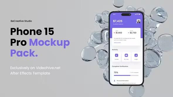 【AE模板】iPhone 15 Pro苹果样机设备屏幕App项目界面展示动画 iPhone 15 Pro Mockup