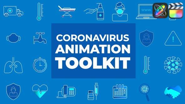 【FCPX插件】32个医学病毒卫生健康医疗设备扁平图标动画 Virus Animation Toolkit