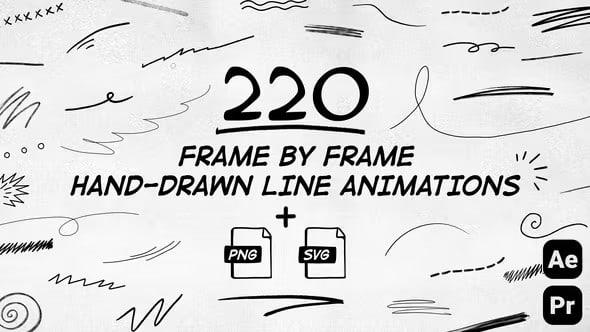 【AE/PR模板】220组手绘涂鸦箭头线条逐帧绘制动画 220 Frame By Frame Animated Lines