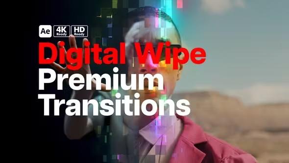 【AE/PR模板】科幻发光晶状数字擦除效果转场动画 Premium Transitions Digital Wipe